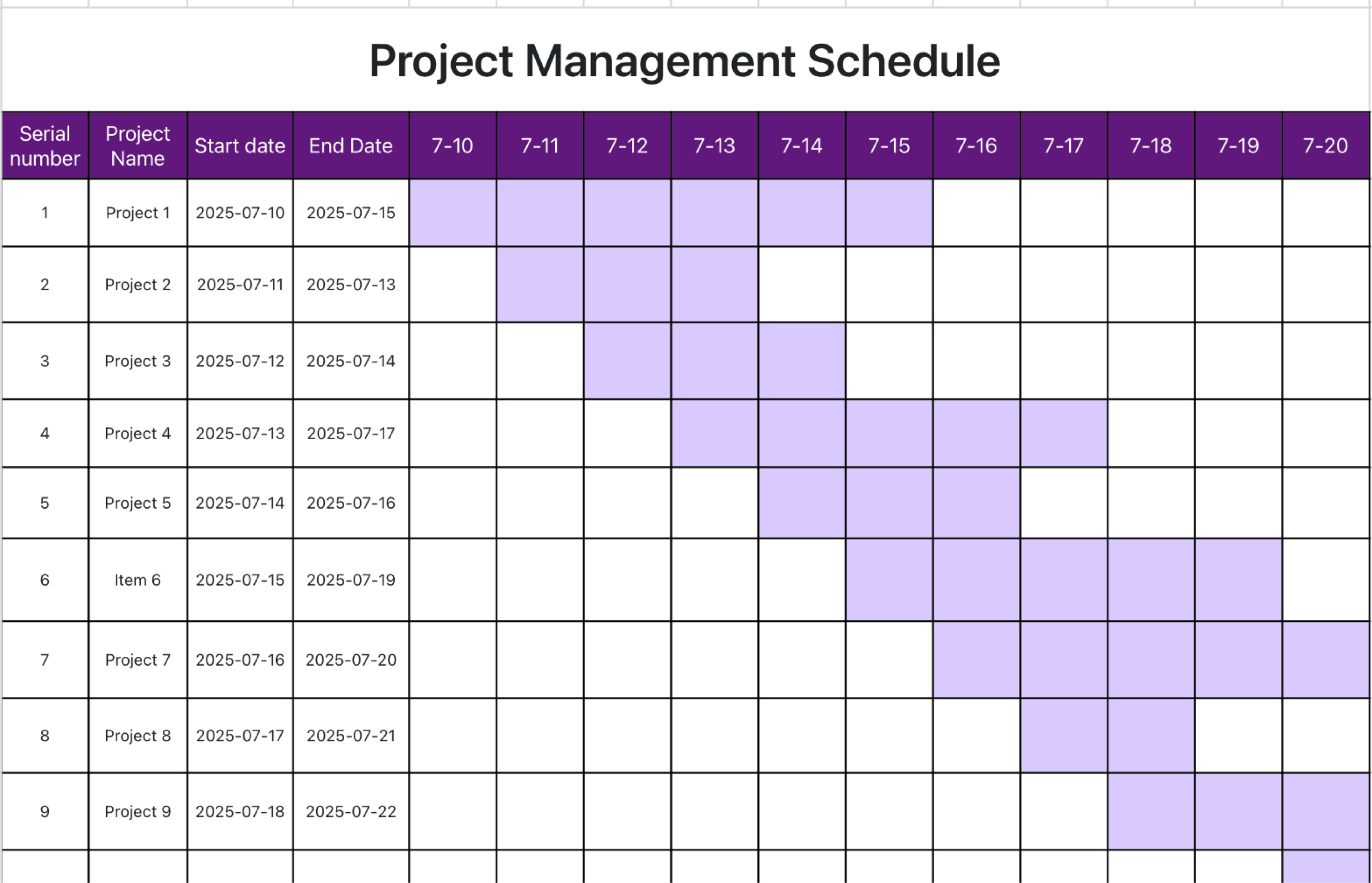 Project Management Schedule 1